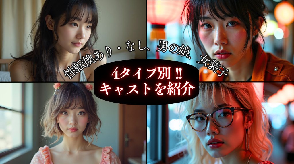 ニューハーフキャストの4つのタイプ