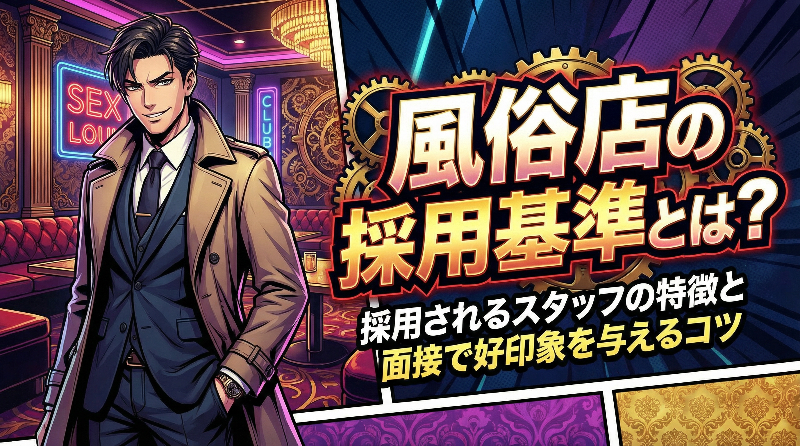 風俗店採用：スーツ男性のイラスト