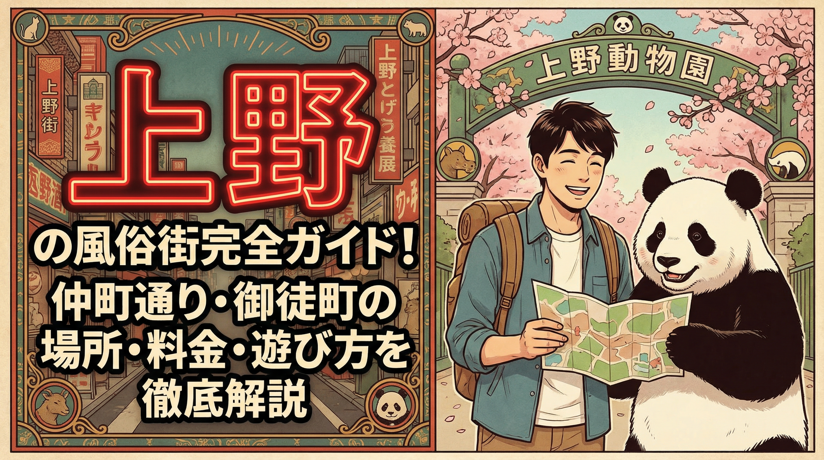 上野風俗街ガイド：パンダと男性